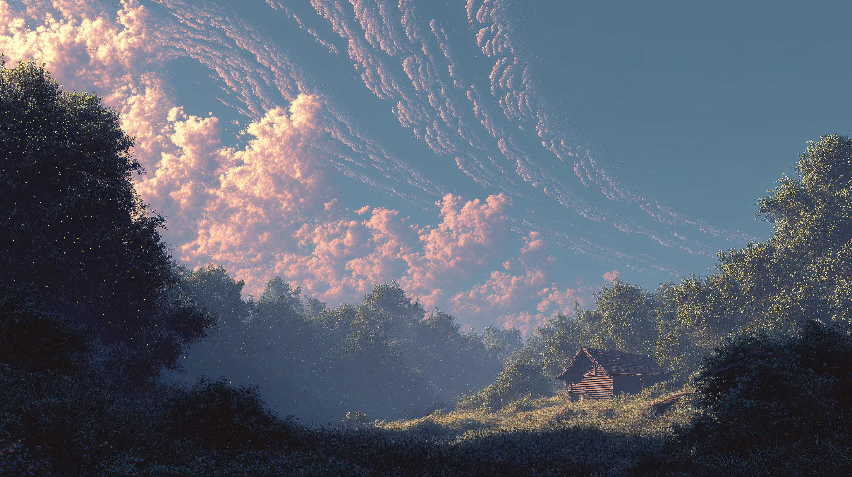 Dreamy forest landscape background